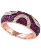 Rosa By Effy Ruby (7/8 Ct. T.w.) And Diamond (1/5 Ct. T.w.) Pave Pattern Ring In 14k Rose Gold