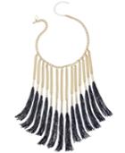 Thalia Sodi Gold-tone Chain Black Fringe Necklace