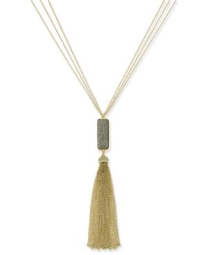 Inc International Concepts Gold-tone Pave Cluster Tassel Pendant Necklace, Only At Macy's