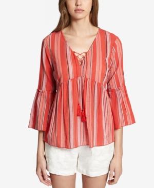 Sanctuary Sedona Cotton Striped Lace-up Top