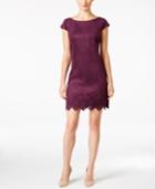 Vince Camuto Faux Suede Laser-cutout Zigzag Shift Dress