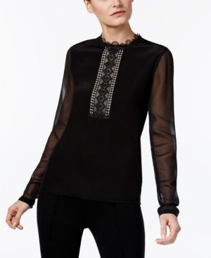 Yyigal Lace-trim Illusion Blouse, A Macy's Exclusive Style