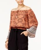 American Rag Juniors' Off-the-shoulder Bell-sleeve Peasant Top, Created For Macy's