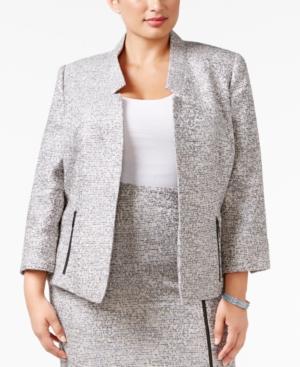 Kasper Plus Size Zip-pocket Tweed Blazer