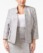 Kasper Plus Size Zip-pocket Tweed Blazer