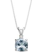Aquamarine (1-1/3 Ct. Tw.) And Diamond Accent Pendant Necklace In 14k White Gold