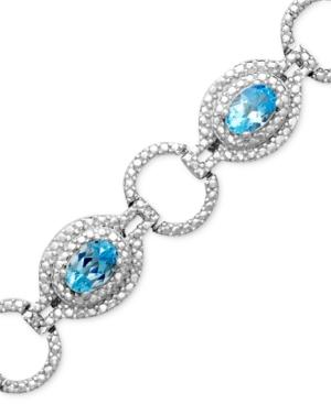 Sterling Silver Bracelet, Blue Topaz (4-3/4 Ct. T.w.) And Diamond Accent