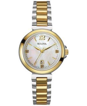Bulova Women's Diamond Accent Two-tone Stainless Steel Bracelet Watch 30mm 98p142