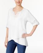 Jm Collection Petite Asymmetrical Crinkle Tunic, Only At Macy's
