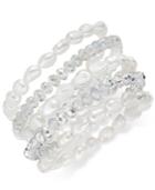 5-pc. Set White Cultured Freshwater Pearl Baroque (7-8mm) And Crystal Rondel Stretch Bracelets