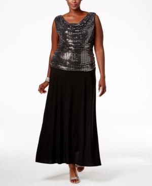 R & M Richards Plus Size Sequin Top Knit Dress