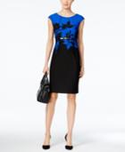 Connected Floral-print Belted Sheath Dress
