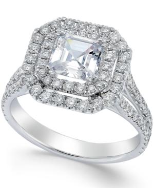 Certified Diamond Halo Engagement Ring In 14k White Gold (1-1/3 Ct. T.w.)