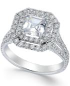 Certified Diamond Halo Engagement Ring In 14k White Gold (1-1/3 Ct. T.w.)