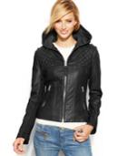 Michael Michael Kors Hooded Leather Motorcycle Jacket