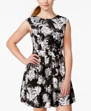 Emerald Sundae Juniors' Printed Scuba Fit & Flare Dress