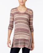 Style & Co. Petite Striped Handkerchief-hem Sweater, Only At Macy's