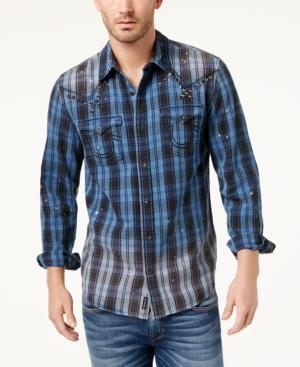 True Religion Men's Studded Plaid Shirt