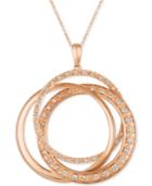 Le Vian Strawberry & Nude Diamond Interlocking Rings 18 Pendant Necklace (1 Ct. T.w.) In 14k Rose Gold