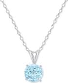 Blue Topaz (1-1/2 Ct. T.w.) 18 Pendant Necklace In Sterling Silver