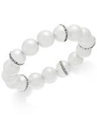 Charter Club Silver-tone Imitation Pearl Crystal Stretch Bracelet, Only At Macy's