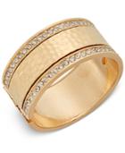 Thalia Sodi Gold-tone Hammered-look And Pave Hinged Bangle Bracelet, Only At Macy's