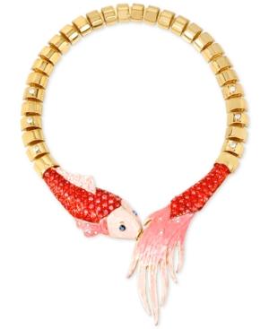Betsey Johnson Gold-tone Large Link Pave Fish Drama Necklace