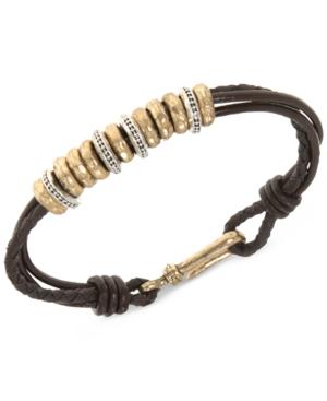 R.t. James Men's Leather Rondelle Bracelet, Created For Macy's