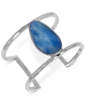 Kenneth Cole New York Silver-tone Blue Stone Openwork Cuff Bracelet