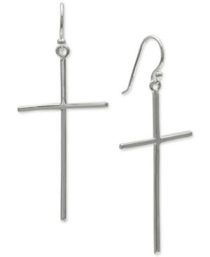 Giani Bernini Cross Drop Earrings In Sterling Silver, Created For Macy's