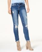 Rampage Juniors' Ripped Embellished Skinny Jeans