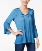 Style & Co Tulip-sleeve Peasant Top, Only At Macy's