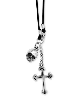 King Baby Men's Duo Charm Corded Pendant Necklace In Sterling Silver