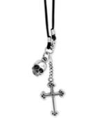 King Baby Men's Duo Charm Corded Pendant Necklace In Sterling Silver