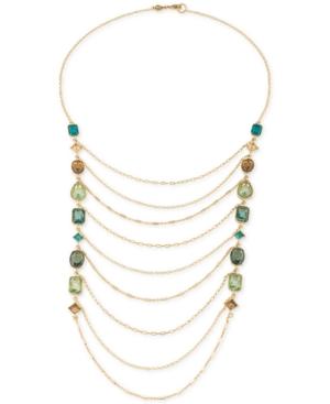 Carolee Gold-tone Crystal Draped Chain Statement Necklace