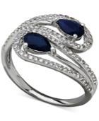 Sapphire (1 Ct. T.w.) And Diamond (1/3 Ct. T.w.) Bypass Ring In 14k White Gold