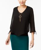 Thalia Sodi V-hem Tie-sleeve Top, Created For Macy's