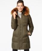 Larry Levine Faux-fur-trim Water-repellent Down Coat