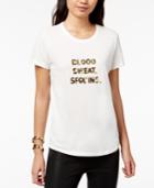 Bow & Drape Blood Sweat Sequined Graphic T-shirt