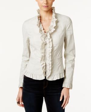 Inc International Concepts Ruffled Poplin Jacket, Only At Macy's