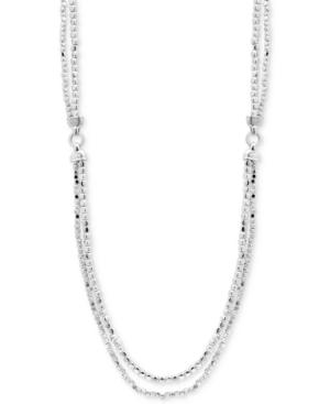 Nine West Silver-tone Metallic Bead Long Layered Statement Necklace