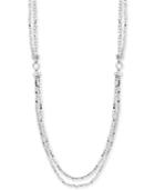 Nine West Silver-tone Metallic Bead Long Layered Statement Necklace