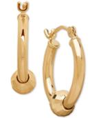 Polished Ball Bead Hoop Earrings In 14k Gold