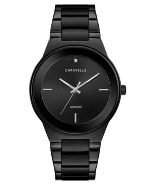 Caravelle New York By Bulova Men's Diamond-accent Black Stainless Steel Bracelet Watch 40mm
