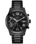 Guess Men's Chronograph Black Stainless Steel Bracelet Watch 45mm U0668g5