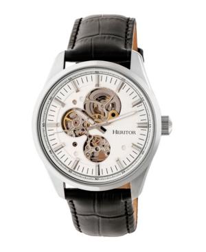 Heritor Automatic Stanley Silver Leather Watches 43mm