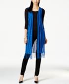 Ny Collection Open-knit Long Fringe Vest