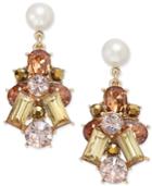 Charter Club Gold-tone Imitation Pearl And Multi-crystal Drop Earrings, Only At Macy's