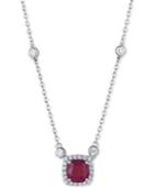 Certified Ruby (1 Ct. T.w.) & White Sapphire (9/10 Ct. T.w.) 18 Pendant Necklace In Sterling Silver