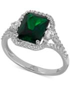 Lab-created Emerald (2-1/10 Ct. T.w.) And White Sapphire (3/8 Ct. T.w.) Ring In Sterling Silver